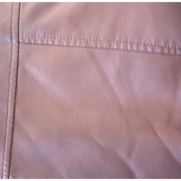 Lily Morgan Moto Jacket Womens Faux Leather M Light Pink Zipper Pockets Belted - Picture 3 of 8